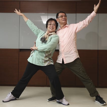 Prostate cancer survivor Chui Kui-fan (right) and his wife Liu Ling enjoy a dancing session at Hong Kong Cancer Fund in North Point, Hong Kong. Chui wants men to heed the warning signs and take cancer seriously, especially during Movember, the annual campaign to raise awareness of men’s health issues Photo: Xiaomei Chen