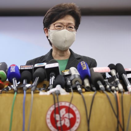 Hong Kong Chief Executive Carrie Lam speaks to the media on Friday in Beijing. Photo: Simon Song