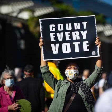Demonstrators gather in front of Independence Hall in Philadelphia, Pennsylvania, on November 4 during a rally to ensure every ballot is counted in the 2020 US presidential election. The prevailing economic conditions in the US suggest that, whichever party holds the presidency, they will find it difficult to stabilise the economy. Photo: EPA