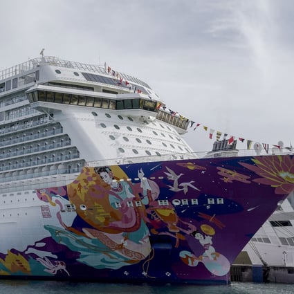 The World Dream cruise ship docked in Singapore on November 6, 2020. Photo: EPA-EFE