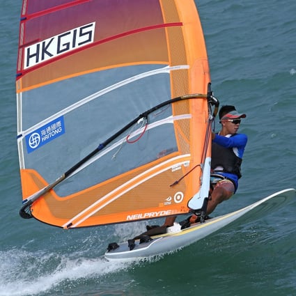 Michael Cheng competes in the Hong Kong Windsurfing Open in Stanley. Photo: Jonathan Wong