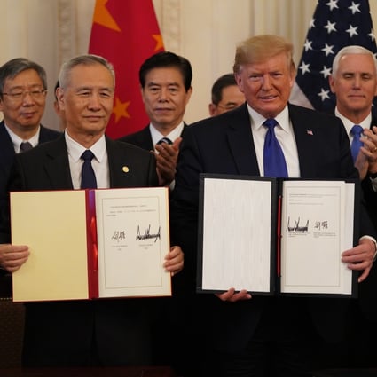 Around 20 per cent of the phase one trade deal signed in January between China and the United states demands protections for trade secrets, trademarks, patents, pharmaceutical-related intellectual property and from counterfeit goods from China. Photo: Xinhua