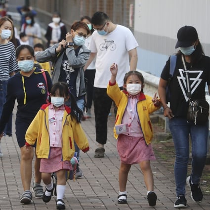 Children being picked up from kindergartens in Kowloon Tong on November 12. The government has announced a 14-day suspension of face-to-face teaching at all kindergartens and day-care centres from Saturday amid an outbreak of upper respiratory infections. Photo: Edmond So