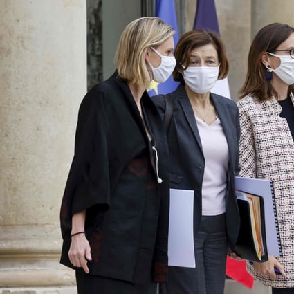 From left, French Junior Industry Minister Agnes Pannier-Runacher, French Defence Minister Florence Parly and French Minister for Transformation and Public Services Amelie de Montchalin at the Elysee Palace in Paris, in October. Photo: AFP