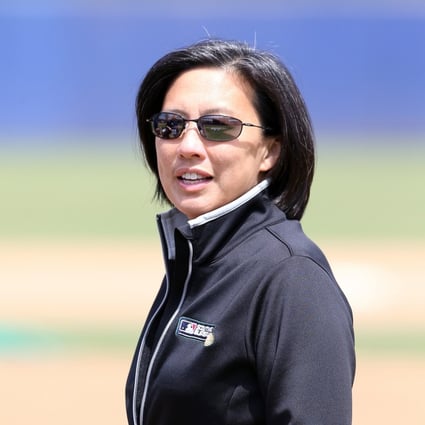 Kim Ng looks on during the Trailblazer Series at the MLB Youth Academy in Compton, California, in 2017. Photo: EPA