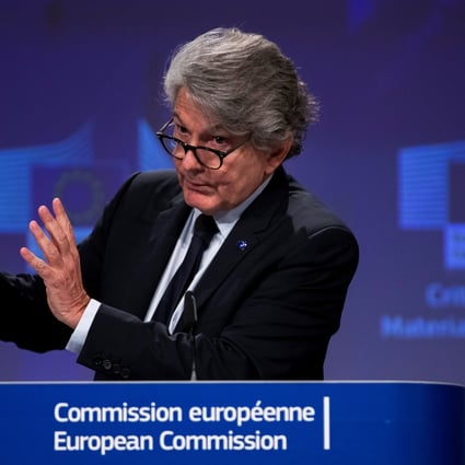 European Union Internal Market Commissioner Thierry Breton talks to journalists during an online news conference at the EU headquarters in Brussels, Belgium on September 3, 2020. Photo: Reuters
