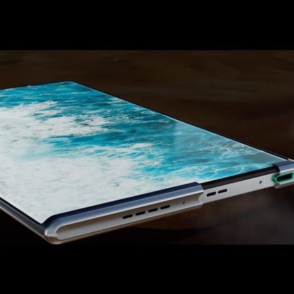 The new concept smartphone Oppo X 2021 uses a flexible display that rolls out, giving users a wider display when needed. Picture: Screenshot from YouTube/Oppo