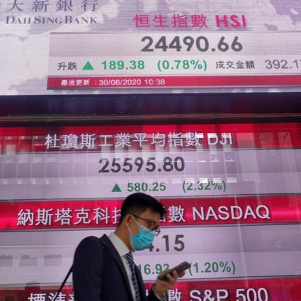 A bank’s electronic board shows the share index at the Hong Kong Stock Exchange. Photo: AP