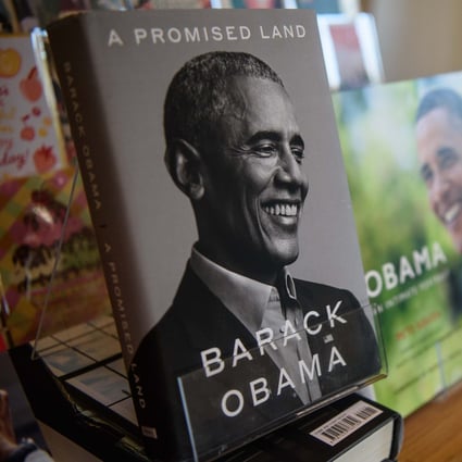 Former US president Barack Obama’s book A Promised Land on sale in a bookstore in Washington. The memoir is a masterful lament about the fragility of hope. Photo: AFP