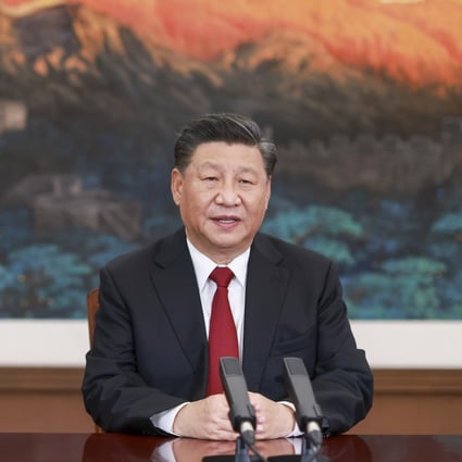President Xi Jinping delivers a keynote speech to the Apec CEO summit via video link on Thursday. Photo: Xinhua