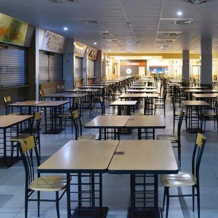 An empty food court in Adelaide during day one of a state lockdown on November 18, 2020. Photo: AFP