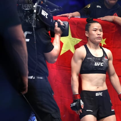 UFC women's strawweight champion Zhang Weili of China awaits former champion Joanna Jedrzejczyk of Poland at UFC 248 in Las Vegas. Photo: AP