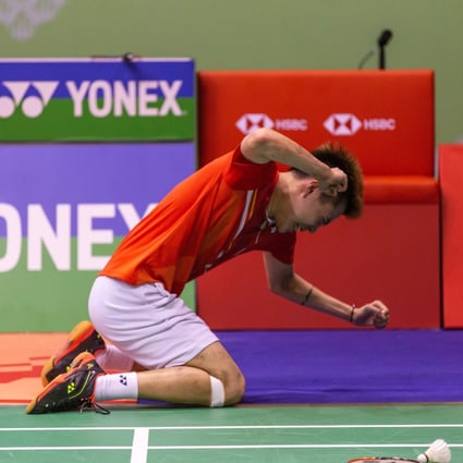 Lee Cheuk-yiu celebrates after winning the men's singles title at the 2019 Hong Kong Open. Photo: Kelly Ho