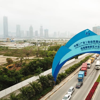 Vehicles run on the Hengqin Bridge in Zhuhai’s free trade zone located in southern Guangdong province in November 2018. Photo: Xinhua