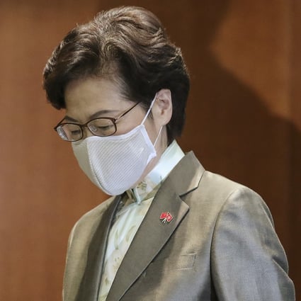 Chief Executive Carrie Lam arrives at the Legislative Council chamber to deliver her policy address on Wednesday. Photo: Sam Tsang
