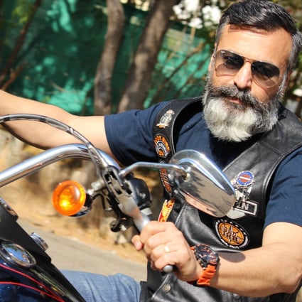Nitin Mehta, a 48-year Indian army officer turned model and actor, riding his Harley-Davidson. Photo: Courtesy of Nitin Mehta