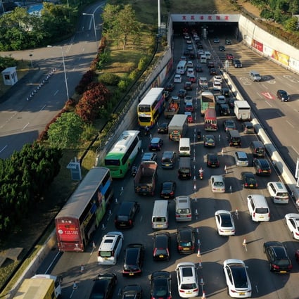 Aerial view of traffic at the Eastern Harbour Crossing towards Hong Kong Island. A bold vision for a zero-emission transport system should be one of Hong Kong’s ‘green recovery’ aims. Photo: Winson Wong