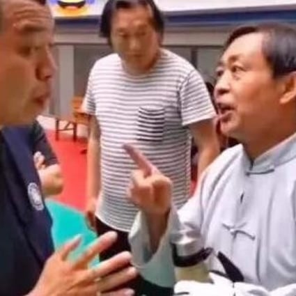 A still from the video of tai chi master Ma Baoguo talking to the referee ahead of his embarrassing 30-second knockout. Photo: Handout
