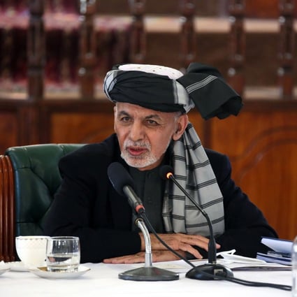 Afghan President Ashraf Ghani during a meeting of HCNR in Kabul, Afghanistan on Saturday. Photo: EPA-EFE