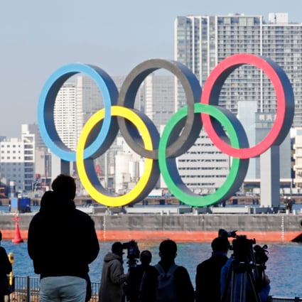 Giant Olympic rings at Tokyo’s Odaiba Marine Park. The Summer Olympic Games are expected to begin on July 23. Photo: Reuters