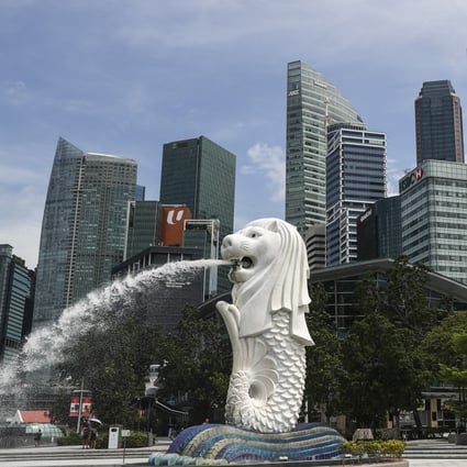Singapore’s Merlion statue and financial district. Photo: AP