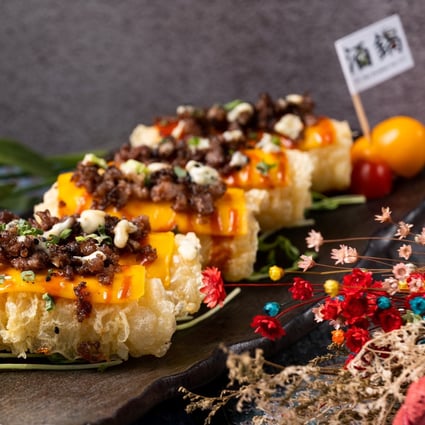 Drunken Pot’s deep-fried home-made bean curd roll with beef and cheese. Photo: handout