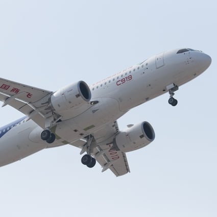 The third C919 prototype passenger jet takes off at Shanghai Pudong International Airport in Shanghai. Photo: Xinhua