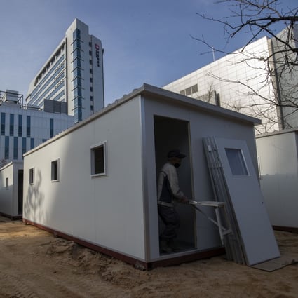 Containers are converted into makeshift wards to accommodate newly infected Covid-19 patients at a hospital in Seoul. Photo: Xinhua