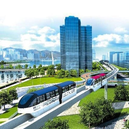 A rendering of the proposed monorail running through the Kai Tak Development, a plan the government has officially scrapped. Photo: Handout