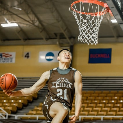 Chinese-Canadian basketball player Ben Li goes for a trademark dunk in training with NCAA division 1 team Lehigh. Photos: Handout