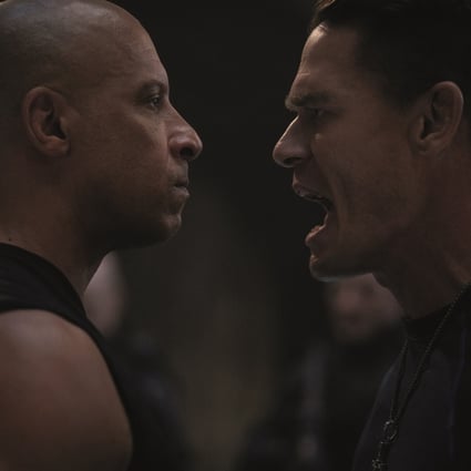 Vin Diesel as Dom (left) and John Cena as Jakob in a still from F9, directed by Justin Lin.