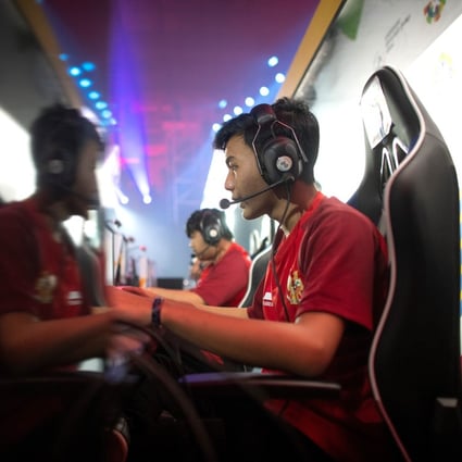 The Indonesian team competes in an esports match as an exhibition sport at the 2018 Asian Games in Jakarta on August 28, 2018. Photo: AFP