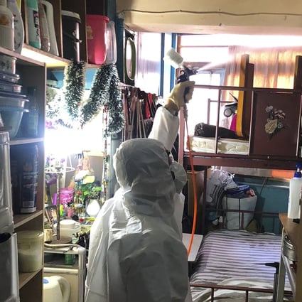 Christian Action has teamed up with Hong Kong firm Aloes Tree to help the city’s most vulnerable by disinfecting their subdivided flats. Photo: Handout