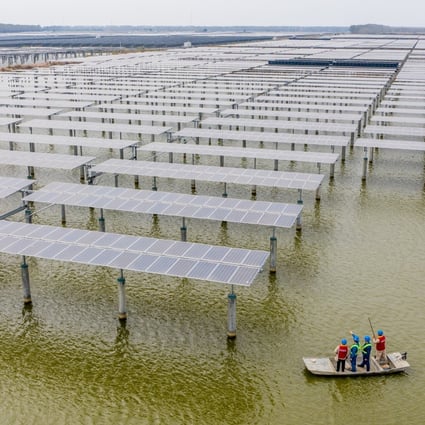 Solar panels in Baoying county, Jiangsu province, China on November 5. China can play a key role in supporting Southeast Asia’s energy sector, even as coal finance disappears. Photo: Xinhua
