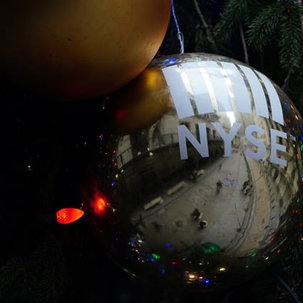 Decorations on a Christmas tree are pictured outside the New York Stock Exchange during the coronavirus pandemic on December 16, 2020. Photo: Reuters