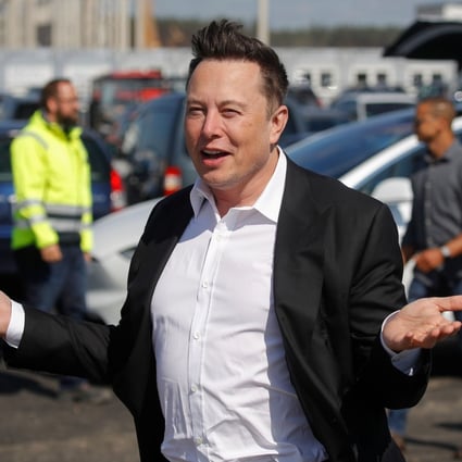 Tesla’s CEO Elon Musk at the construction site of his factory in Gruenheide near Berlin on September 3, 2020. Photo: AFP