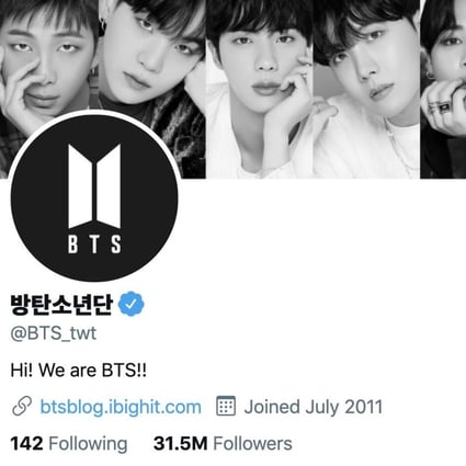 The K-pop band’s follower count has surpassed 31.52 million followers, moving them past One Direction’s 31.51 million followers. Photo: Twitter/BTS