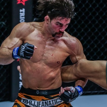 Garry Tonon catches a kick from Koyomi Matsushima. Photo: ONE Championship