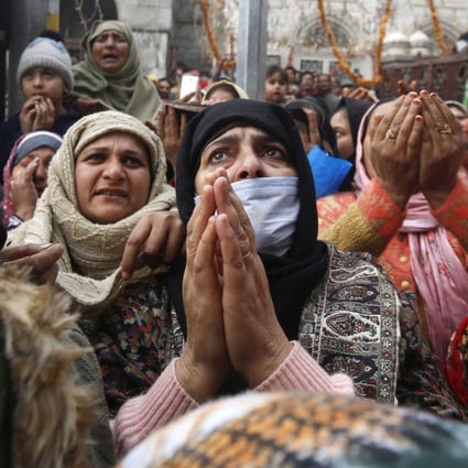 Kashmiri Muslims pray at an Islamic shrine in Srinagar, India, earlier this month. Photo: EPA-EFE