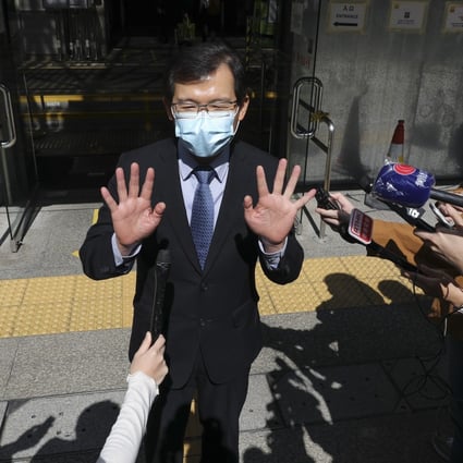 Convoy Global Holdings’ former director Roy Cho Kwai-chee outside the District Court in Wan Chai on November 30, 2020. Photo: Nora Tam