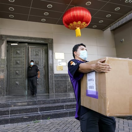 A box is removed from the Chinese Consulate in Houston on July 23. Photo: AP