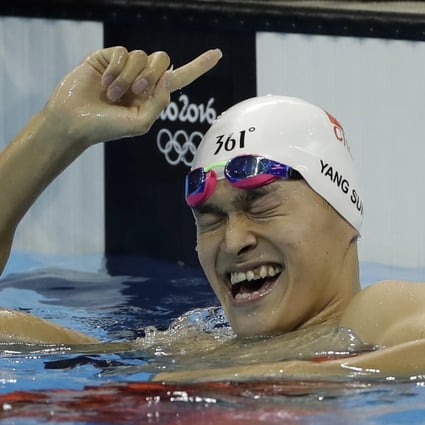 Sun Yang celebrates winning the final of the men's 200-metre freestyle at the 2016 Rio Olympic Games. Photo: Photo: AP