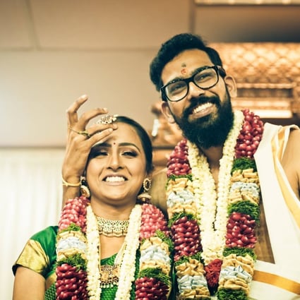 Nivedita Shankar and Vivek Seetharaman at their trimmed-down wedding in Singapore. Photo: Nivedita Shankar