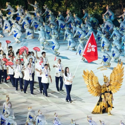 Team Hong Kong at the opening ceremony of the 18th Asian Games in Jakarta in 2018. Photo: Xinhua