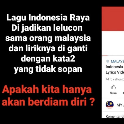A screenshot of the video insulting Indonesia's national anthem, purportedly posted by a Malaysian user. Photo: YouTube
