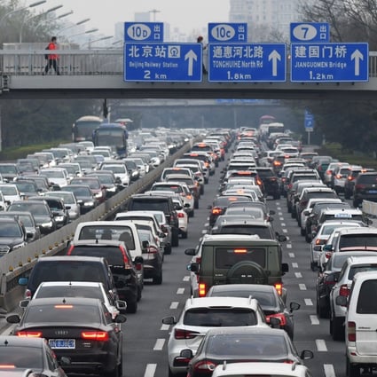 Commute times in Beijing are among the worst in China, with many residents sitting in traffic for hours every day. Photo: AFP
