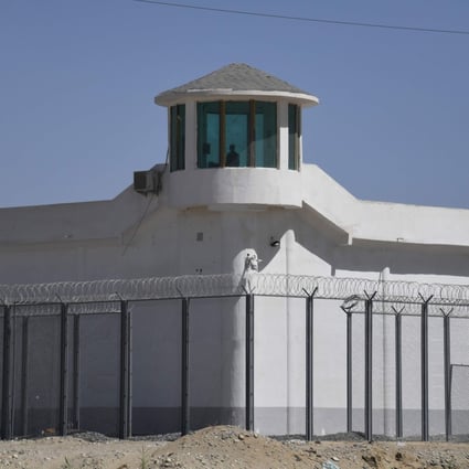 A watchtower at a high-security facility near what is believed to be a re-education in Xinjiang. Photo: AFP