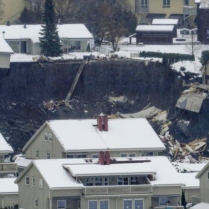 The landslide struck homes in the village Ask, some 40km north of Oslo, Norway. Photo: EPA