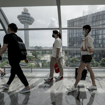 Travellers at Singapore’s Changi Airport mall, which would likely have received increased traffic as a result of the high-speed rail project. Photo: EPA