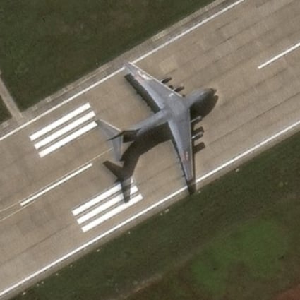 Satellite images showed the Y-20 on the airstrip at Fiery Cross Reef. Photo: Handout